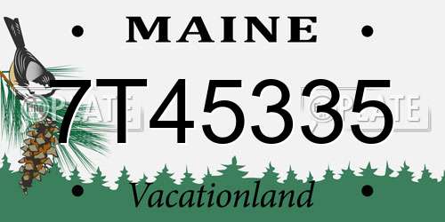 7T45335 Maine License Plate