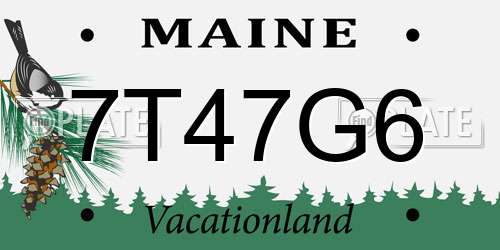 7T47G6 Maine License Plate