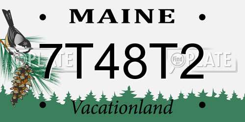 7T48T2 Maine License Plate