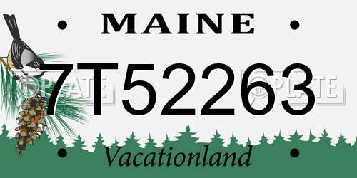 7T52263 Maine License Plate