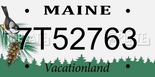 7T52763 Maine License Plate
