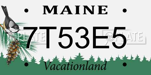 7T53E5 Maine License Plate