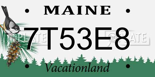 7T53E8 Maine License Plate