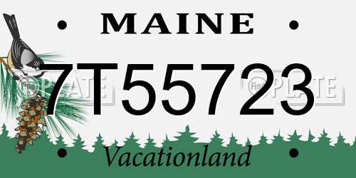 7T55723 Maine License Plate