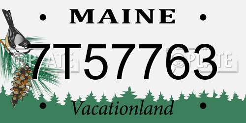 7T57763 Maine License Plate