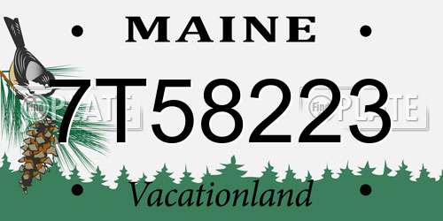 7T58223 Maine License Plate