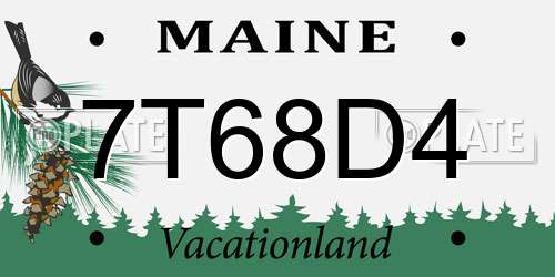 7T68D4 Maine License Plate