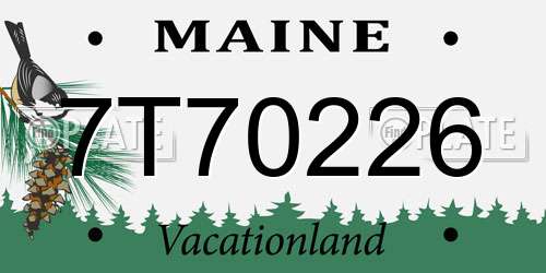 7T70226 Maine License Plate