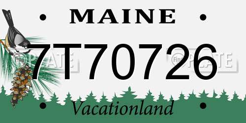7T70726 Maine License Plate