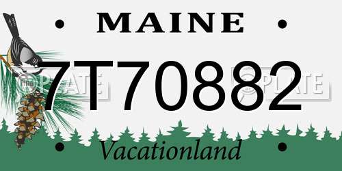 7T70882 Maine License Plate