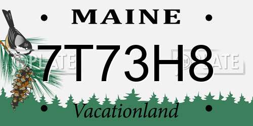 7T73H8 Maine License Plate