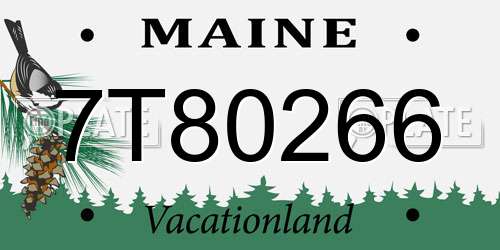 7T80266 Maine License Plate