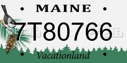 7T80766 Maine License Plate
