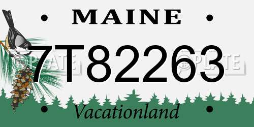7T82263 Maine License Plate
