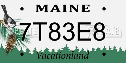 7T83E8 Maine License Plate