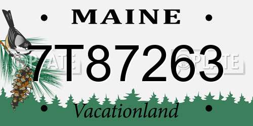 7T87263 Maine License Plate