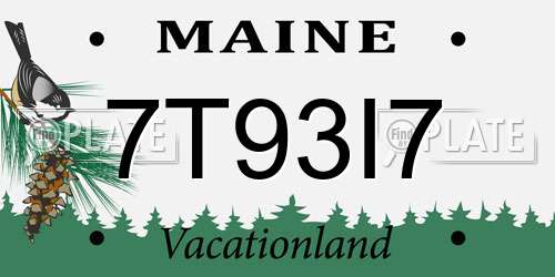 7T93I7 Maine License Plate