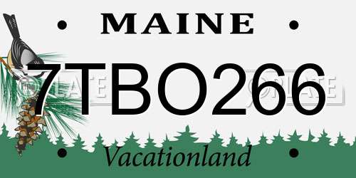 7TBO266 Maine License Plate