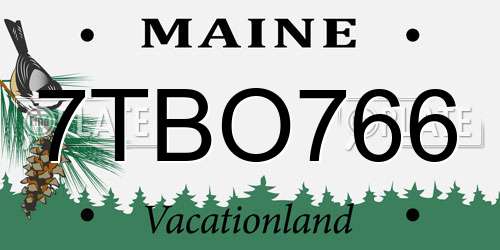 7TBO766 Maine License Plate