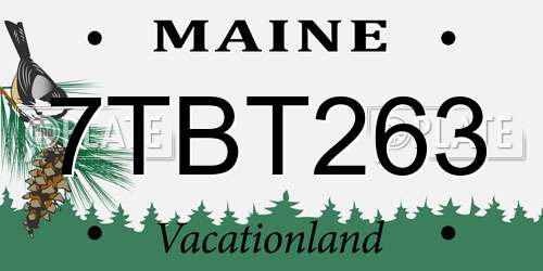 7TBT263 Maine License Plate