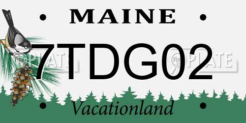 7TDG02 Maine License Plate