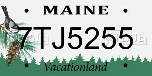 7TJ5255 Maine License Plate