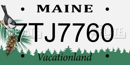 7TJ7760 Maine License Plate