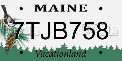 7TJB758 Maine License Plate