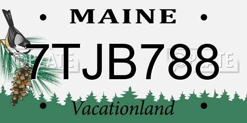 7TJB788 Maine License Plate