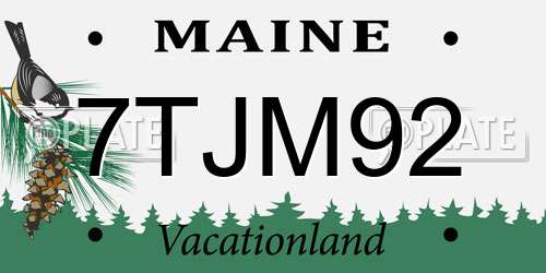 7TJM92 Maine License Plate