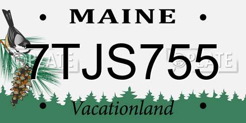 7TJS755 Maine License Plate