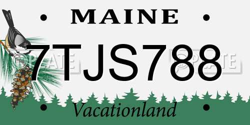 7TJS788 Maine License Plate