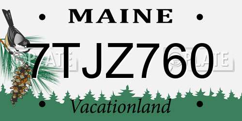 7TJZ760 Maine License Plate