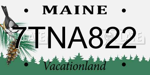 7TNA822 Maine License Plate