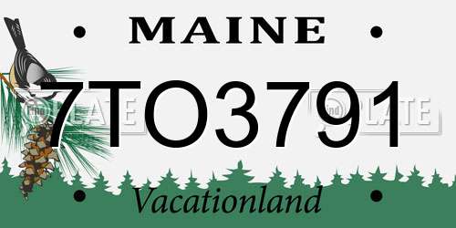 7TO3791 Maine License Plate
