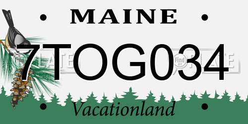 7TOG034 Maine License Plate