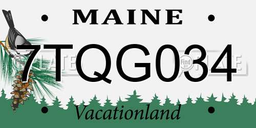 7TQG034 Maine License Plate