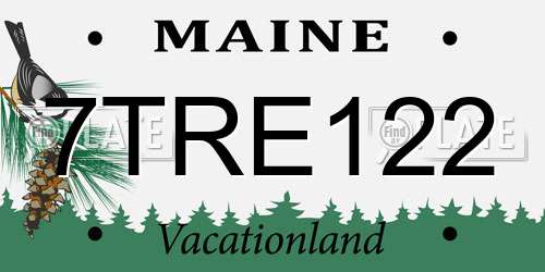 7TRE122 Maine License Plate