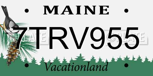 7TRV955 Maine License Plate