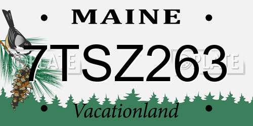 7TSZ263 Maine License Plate