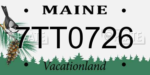 7TT0726 Maine License Plate