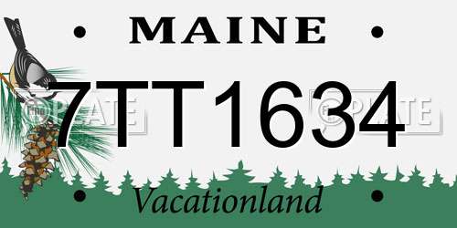 7TT1634 Maine License Plate