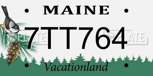 7TT764 Maine License Plate