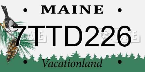 7TTD226 Maine License Plate
