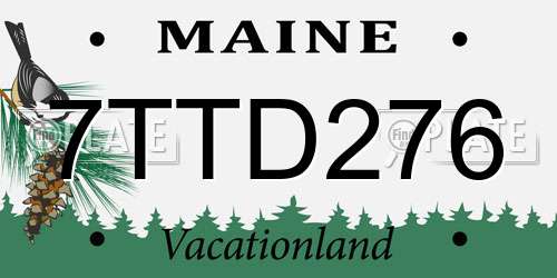 7TTD276 Maine License Plate