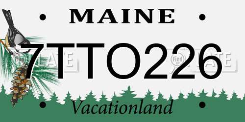7TTO226 Maine License Plate