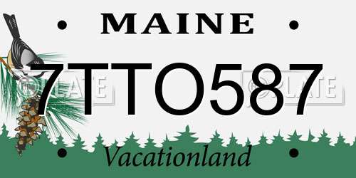 7TTO587 Maine License Plate