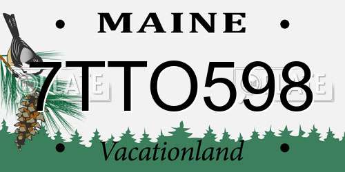 7TTO598 Maine License Plate