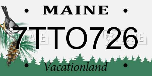 7TTO726 Maine License Plate