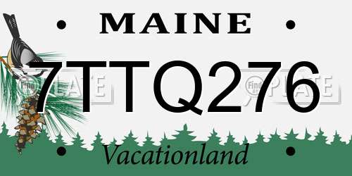 7TTQ276 Maine License Plate